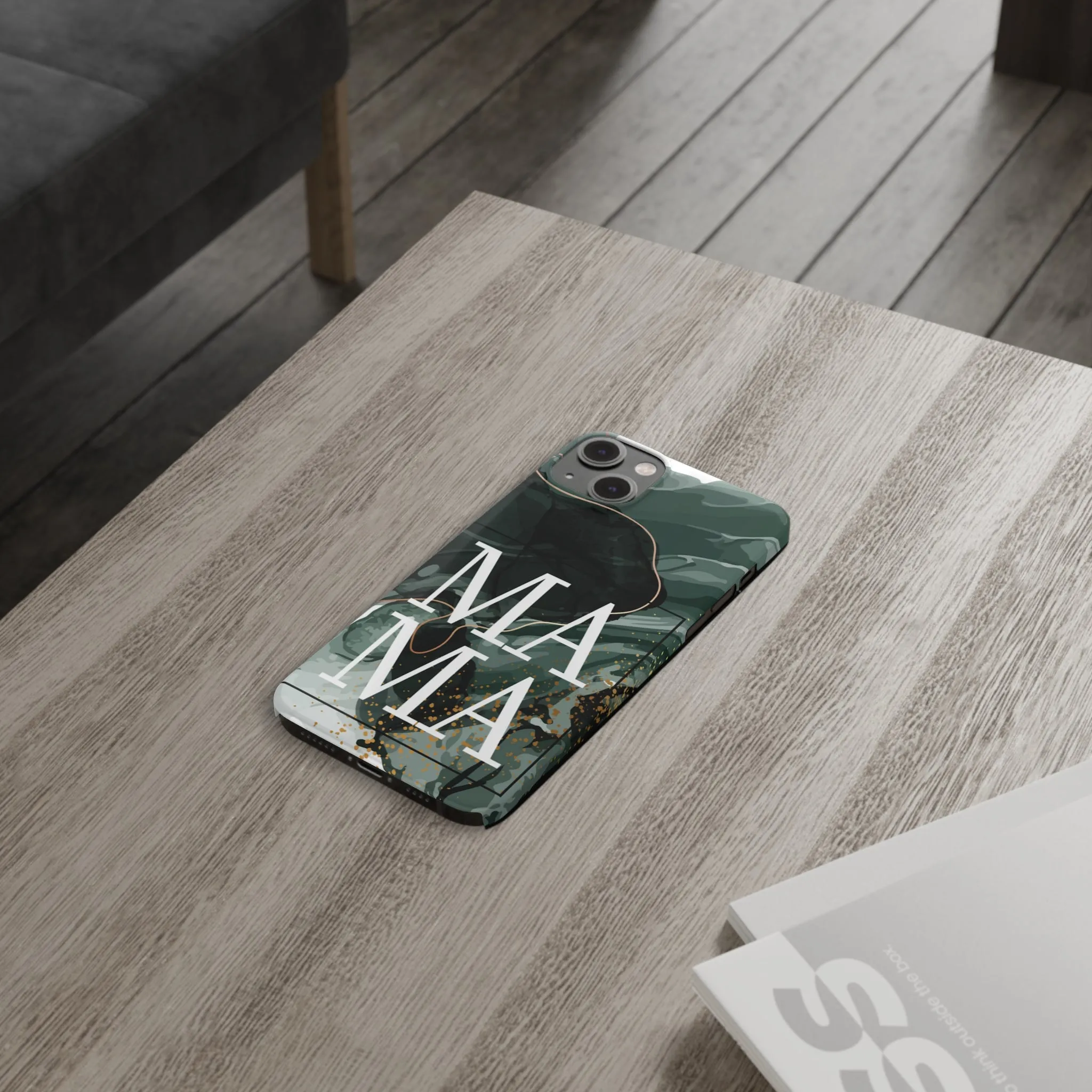 Stylish 'Mama' Black and White Marble Cell Phone Case - Elegant Protective Cover for Moms