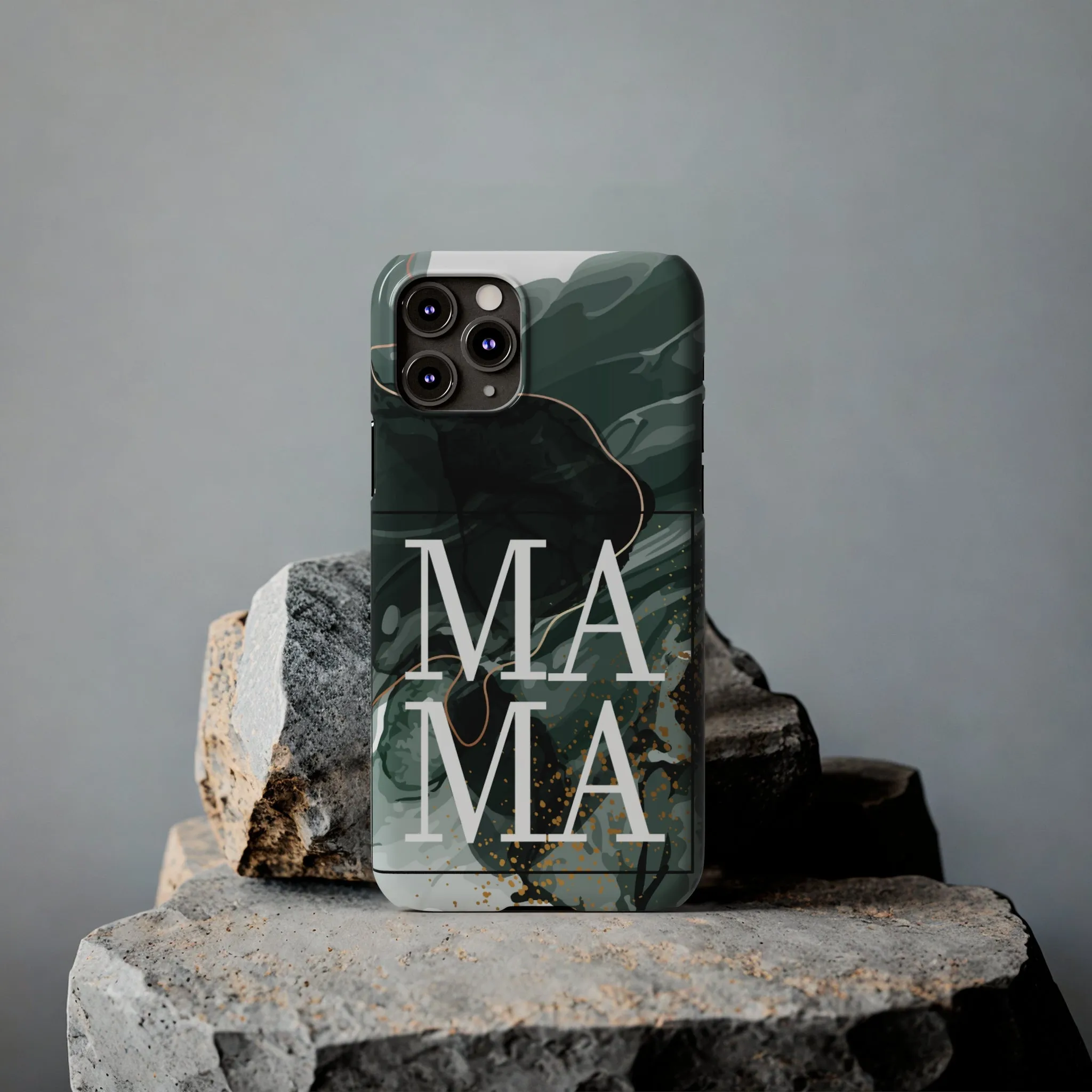 Stylish 'Mama' Black and White Marble Cell Phone Case - Elegant Protective Cover for Moms