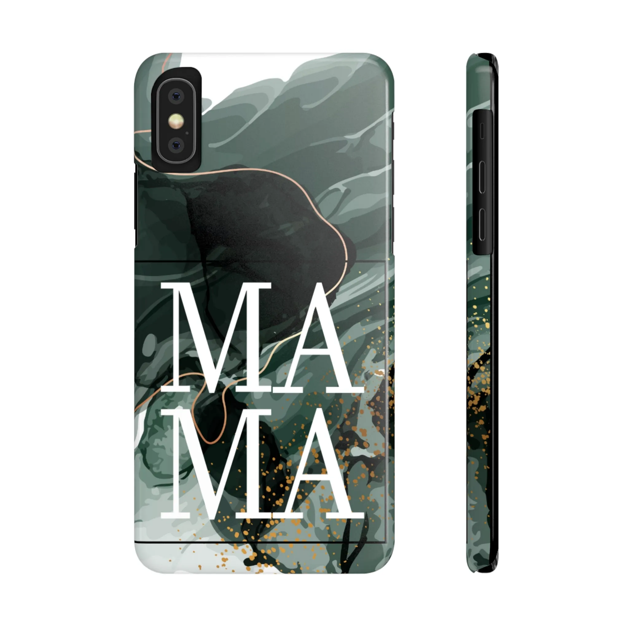 Stylish 'Mama' Black and White Marble Cell Phone Case - Elegant Protective Cover for Moms
