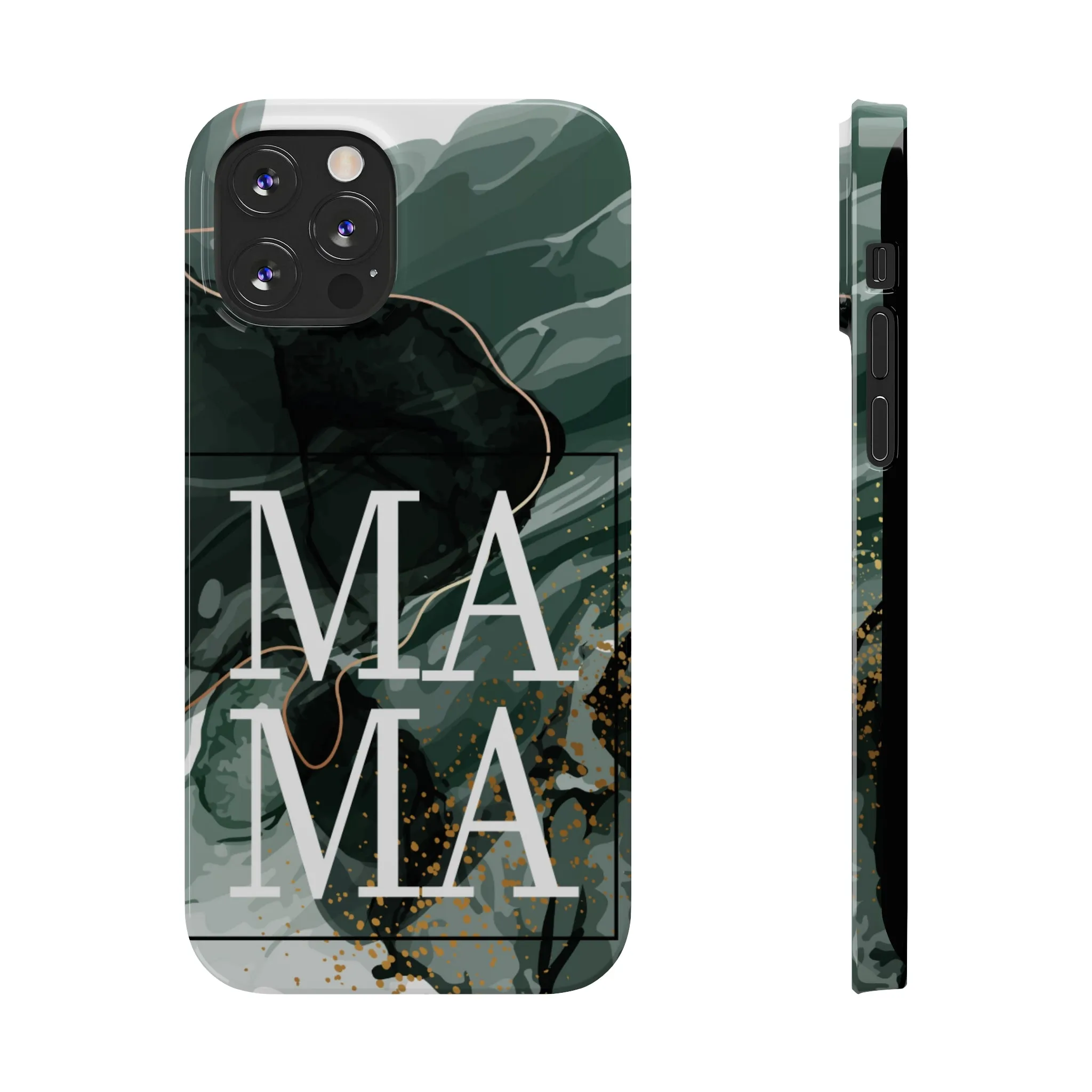 Stylish 'Mama' Black and White Marble Cell Phone Case - Elegant Protective Cover for Moms