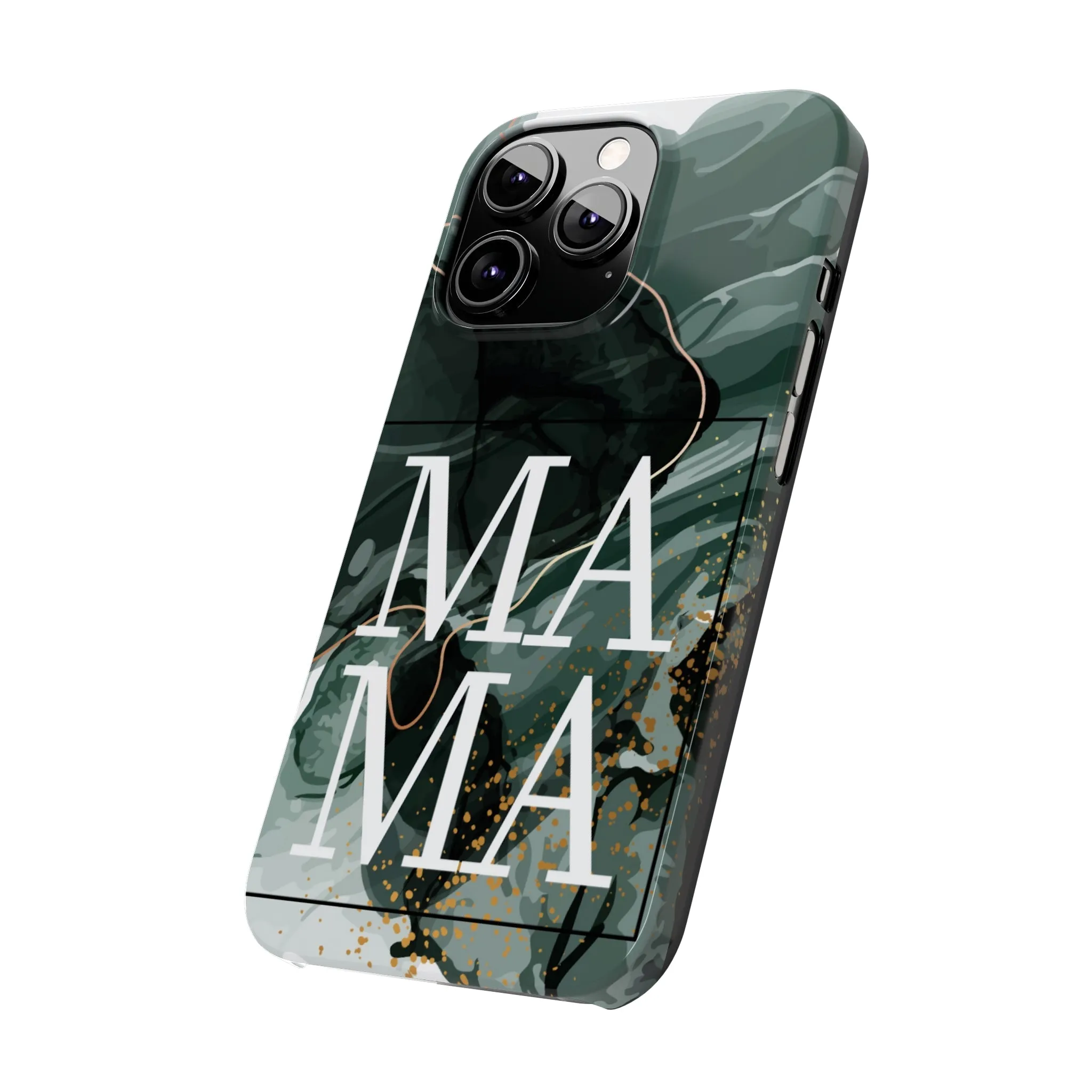 Stylish 'Mama' Black and White Marble Cell Phone Case - Elegant Protective Cover for Moms