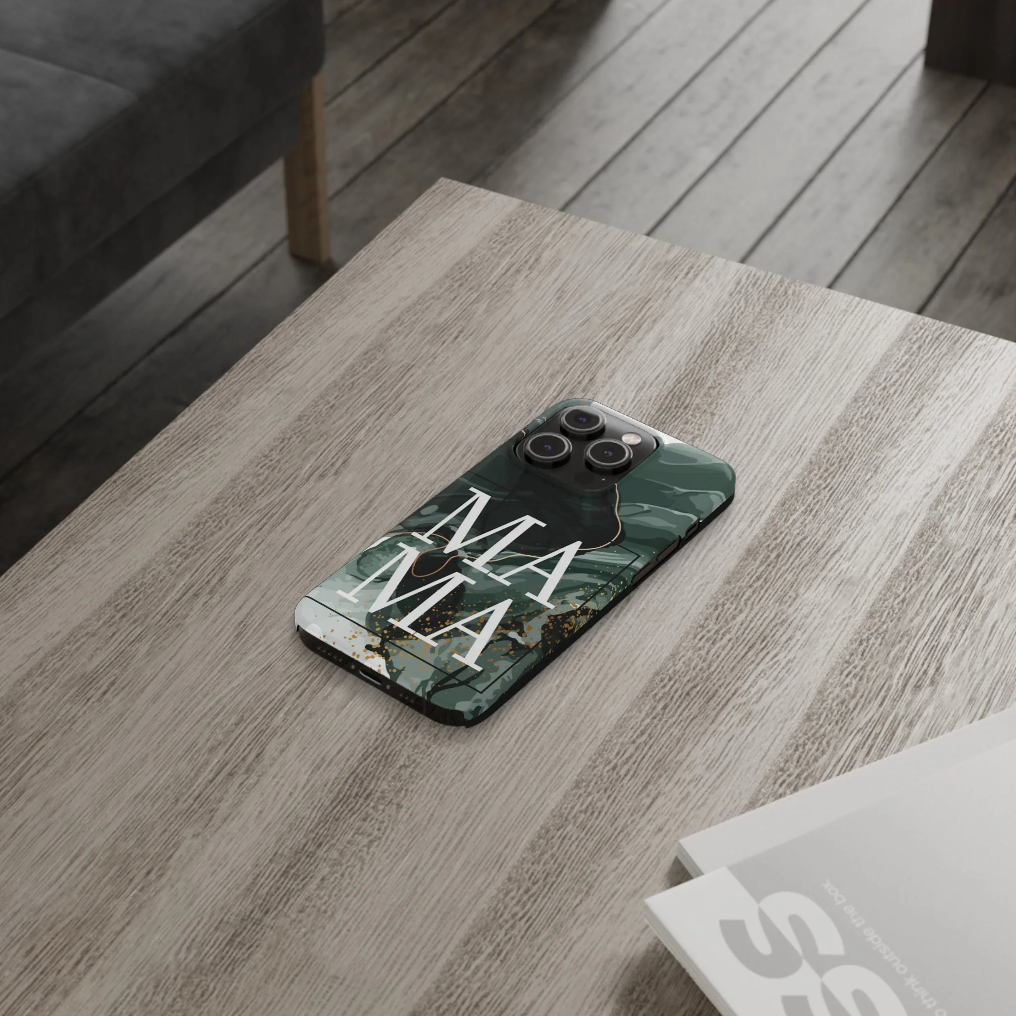 Stylish 'Mama' Black and White Marble Cell Phone Case - Elegant Protective Cover for Moms