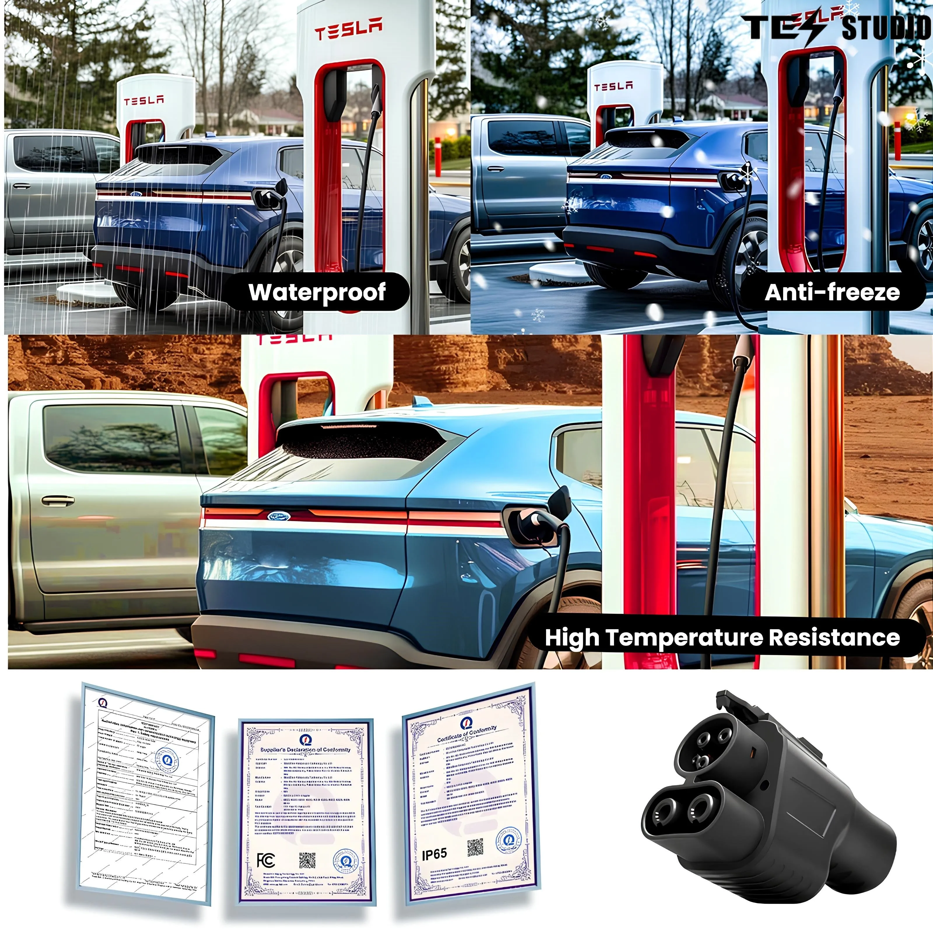 Supercharger NACS to CCS Adapter for DC Fast Charging Electric Vehicle Adapter Tesstudio®