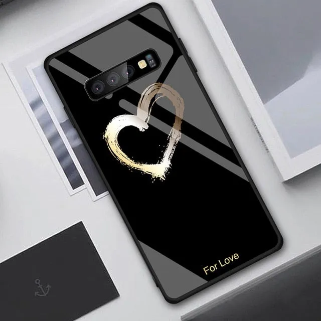 Tempered Glass Case For Samsung Galaxy S10 S9 S8 Plus S10e A7 2018 Note 9 8 10 Pro A50 Shockproof Cover Star Space Gradient Case