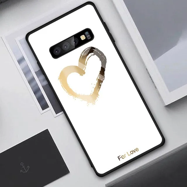 Tempered Glass Case For Samsung Galaxy S10 S9 S8 Plus S10e A7 2018 Note 9 8 10 Pro A50 Shockproof Cover Star Space Gradient Case