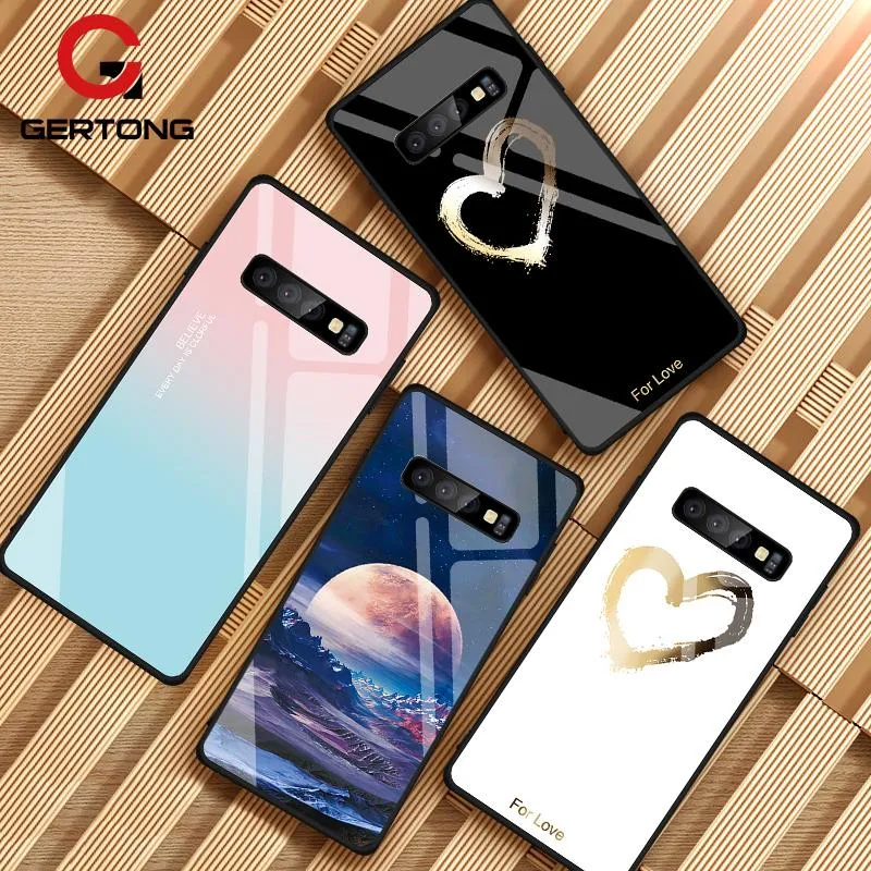 Tempered Glass Case For Samsung Galaxy S10 S9 S8 Plus S10e A7 2018 Note 9 8 10 Pro A50 Shockproof Cover Star Space Gradient Case