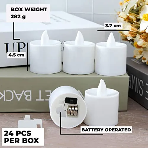 The Decor Affair LED Candles for Home Decoration | Battey Operated | Flameless Yellow Light | Diwali Lights for Home Decoration, Along with Other Festivities & Parties| Pack of 24, Yellow.