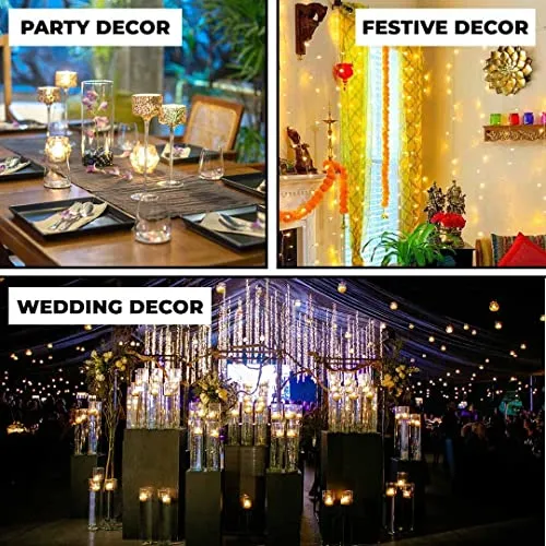 The Decor Affair LED Candles for Home Decoration | Battey Operated | Flameless Yellow Light | Diwali Lights for Home Decoration, Along with Other Festivities & Parties| Pack of 24, Yellow.