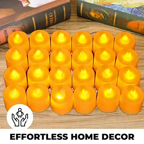The Decor Affair LED Candles for Home Decoration | Battey Operated | Flameless Yellow Light | Diwali Lights for Home Decoration, Along with Other Festivities & Parties| Pack of 24, Yellow.