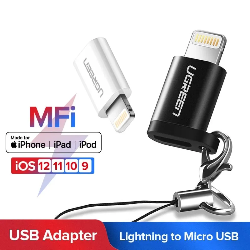 Ugreen USB Adapter for iPhone 7 Lightning to Micro USB for iPhone X XS Max 6s Adapter Fast Charging Data Sync for iPad USB Cable