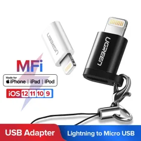 Ugreen USB Adapter for iPhone 7 Lightning to Micro USB for iPhone X XS Max 6s Adapter Fast Charging Data Sync for iPad USB Cable