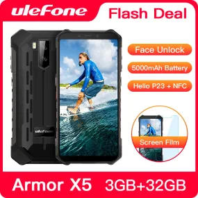 Ulefone Armor X5 Rugged Smartphone Android 9.0 Octa-core Helio P23 NFC IP68 3GB 32GB 5000mAh Cell Phone 4G  Mobile Phone Android