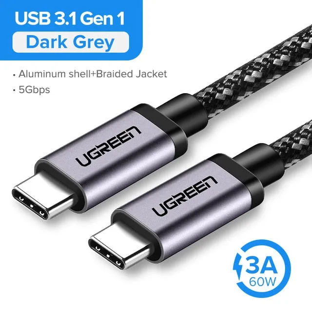 USB 3.1 Type C to USB C Cable for Samsung S9 S8 Note 9 8 60W PD Quick Charge 4.0 USB-C Fast Charger Cable for MacBook Pro