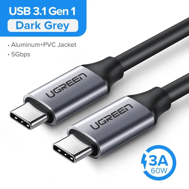 USB 3.1 Type C to USB C Cable for Samsung S9 S8 Note 9 8 60W PD Quick Charge 4.0 USB-C Fast Charger Cable for MacBook Pro