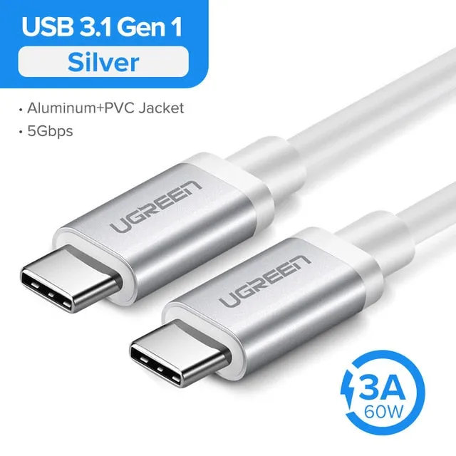 USB 3.1 Type C to USB C Cable for Samsung S9 S8 Note 9 8 60W PD Quick Charge 4.0 USB-C Fast Charger Cable for MacBook Pro