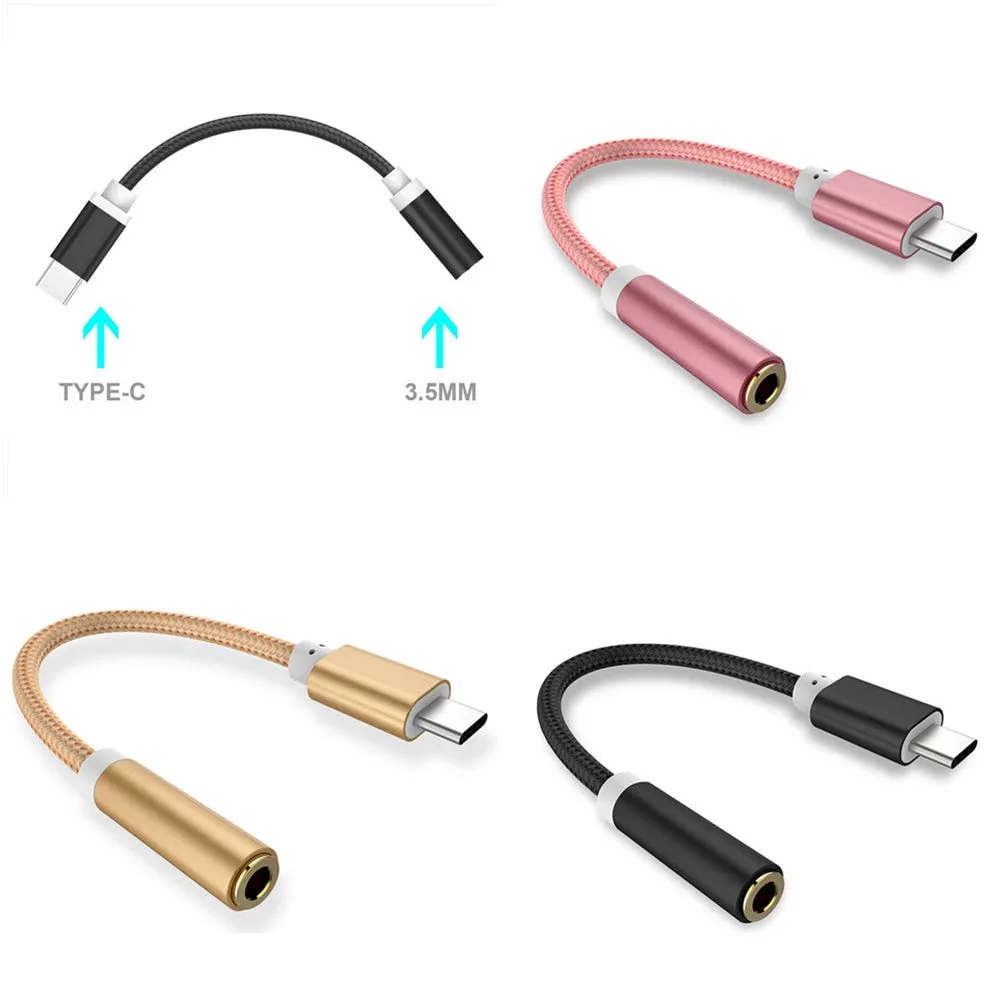 USB Type-C to 3.5mm Headphone Jack AUX Audio Cable Adapter for Samsung LG Nexus Oneplus Nokia Xiaomi Huawei Type C Smart Phones
