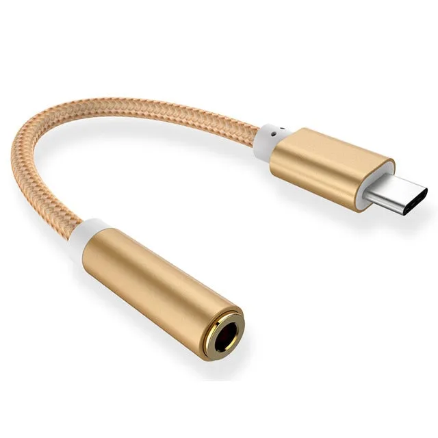 USB Type-C to 3.5mm Headphone Jack AUX Audio Cable Adapter for Samsung LG Nexus Oneplus Nokia Xiaomi Huawei Type C Smart Phones