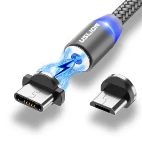 USLION Magnetic USB Cable Fast Charging USB Type C Cable Magnet Charger Data Charge Micro USB Cable Mobile Phone Cable USB Cord