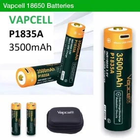Vapcell P1835A 18650 3500mAh 3.6V USB Rechargeable Li-ion Battery