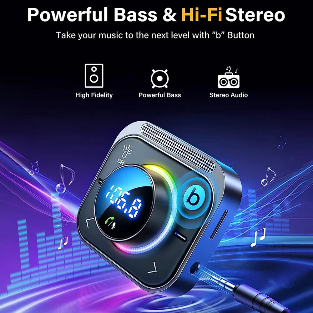 Wireless Fm/Aux Car Adapter Pd Qc3.0 3 Ports Charging Hands-Free