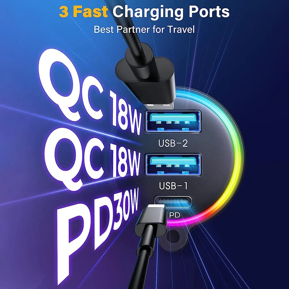 Wireless Fm/Aux Car Adapter Pd Qc3.0 3 Ports Charging Hands-Free