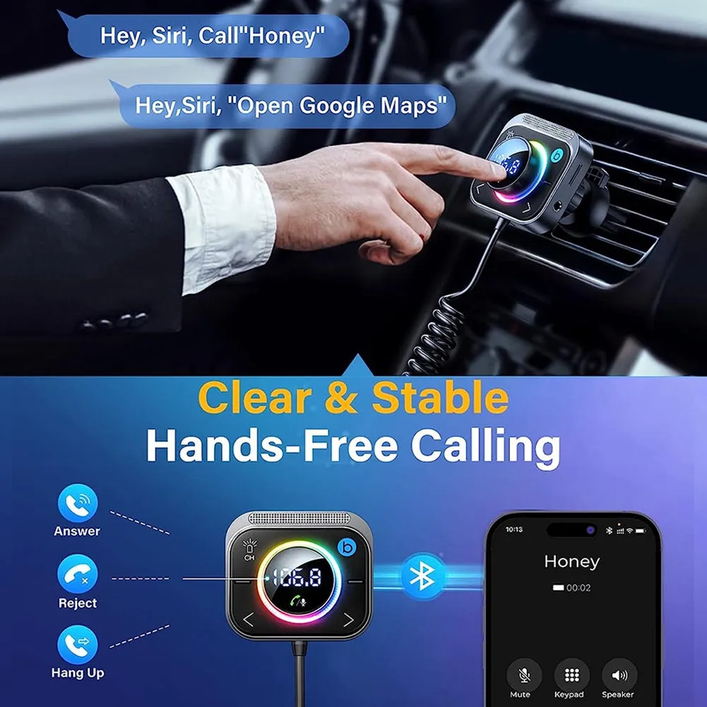 Wireless Fm/Aux Car Adapter Pd Qc3.0 3 Ports Charging Hands-Free