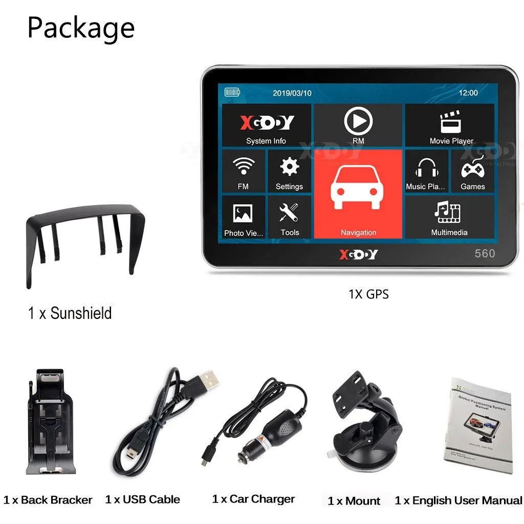 XGODY 560BT/560F 5'' GPS vehicle navigation device