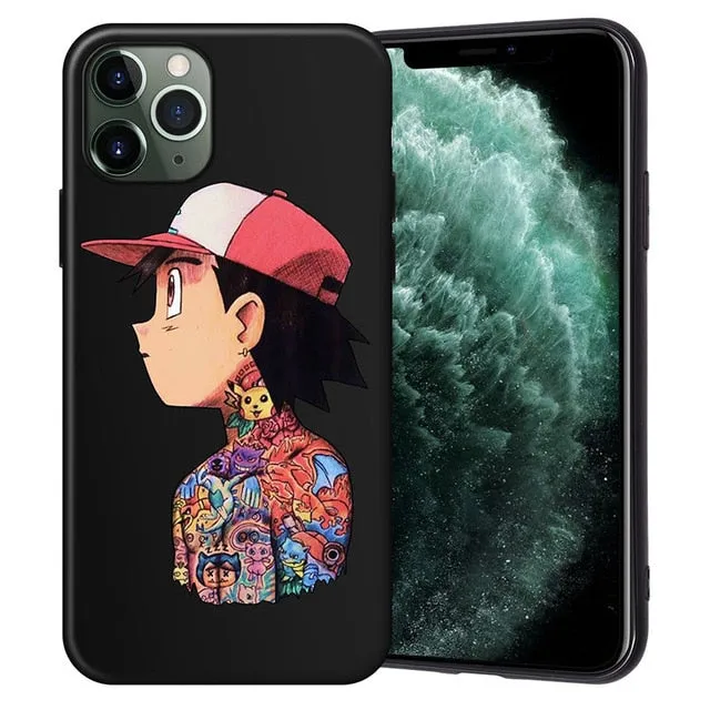 XIX for Funda iPhone 11 Pro Case 5 5S 6 6S 7 8 Plus X XS Max Tattoo Cartoon for Cover iPhone 7 Case Soft TPU for iPhone XR Case