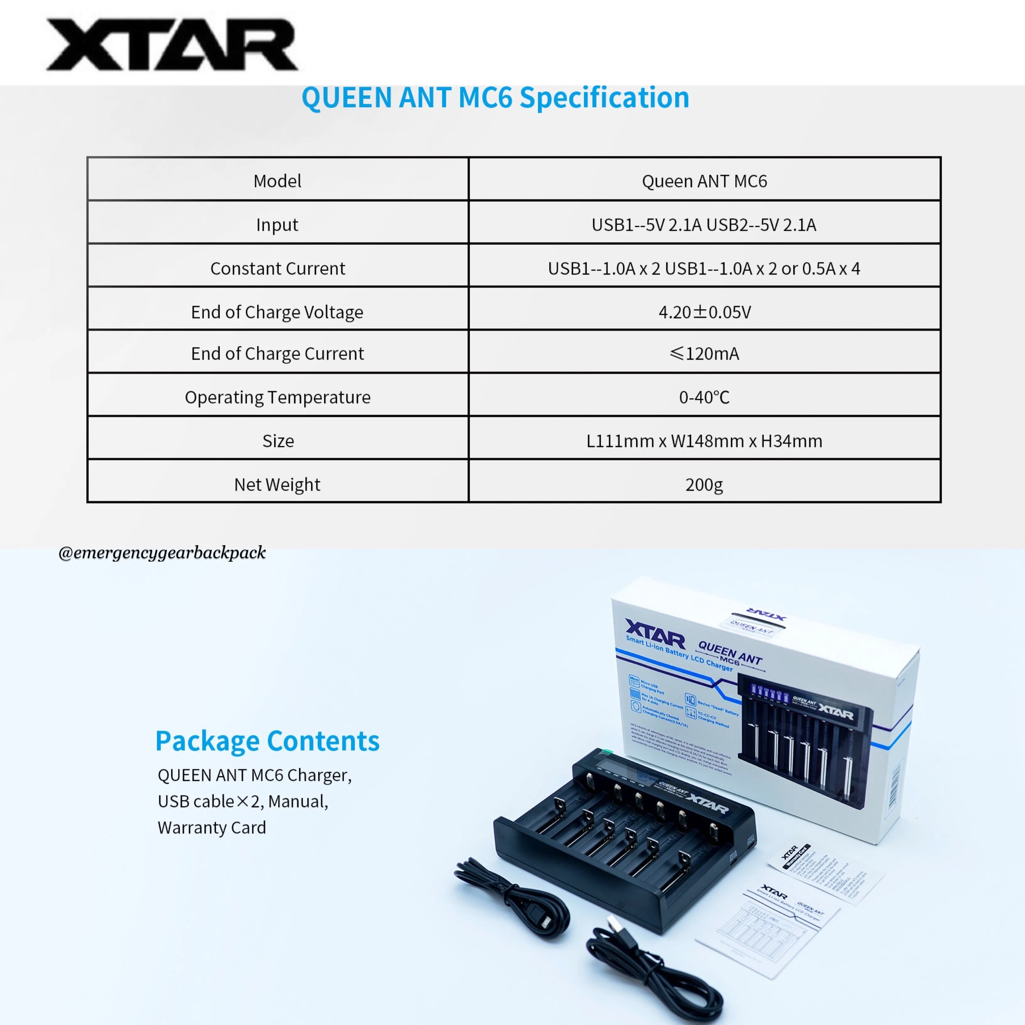 XTAR QUEEN ANT MC6 Li-ion 32650 Battery Charger