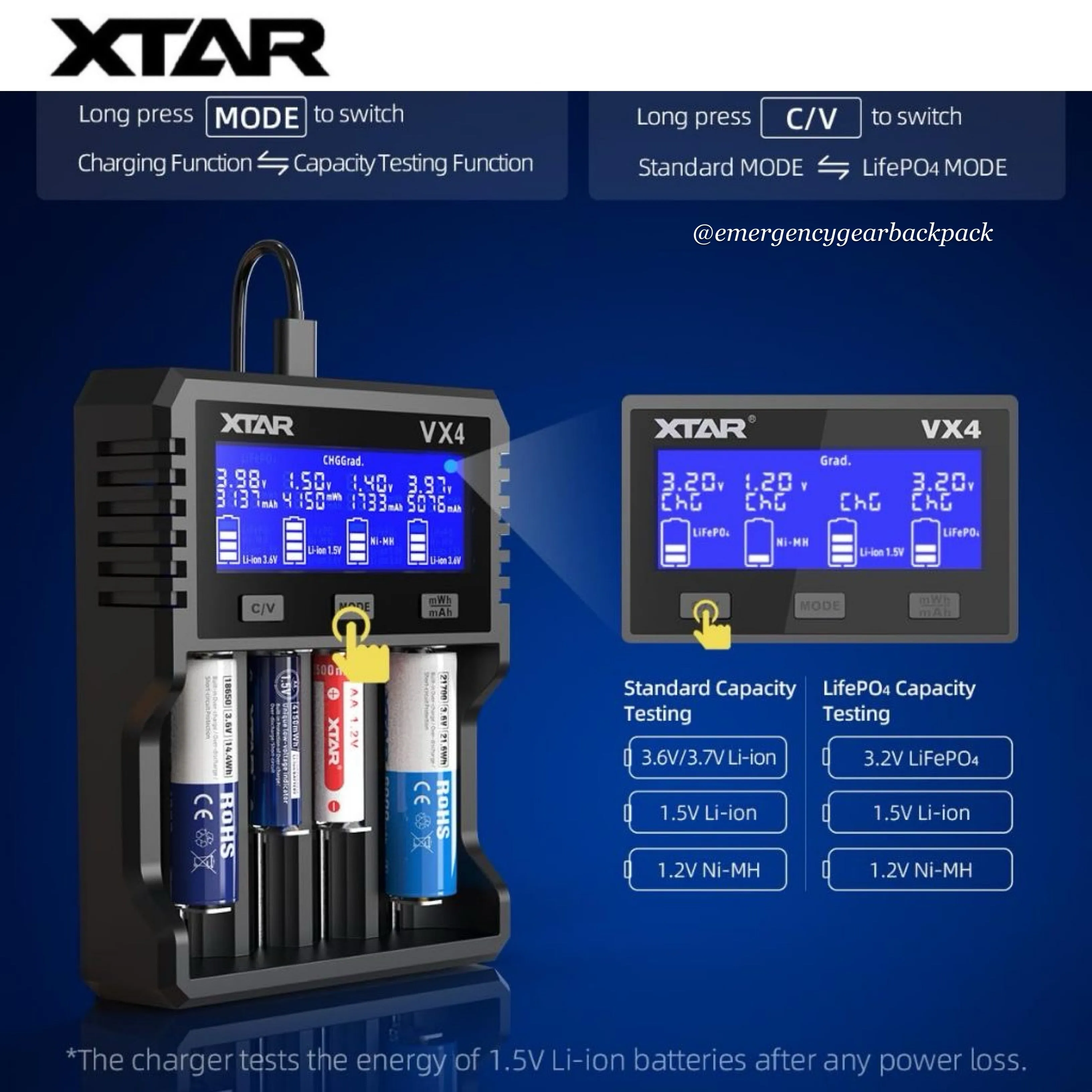 XTAR VX4 Visible Mixer – Universal Smart Battery Charger & Tester