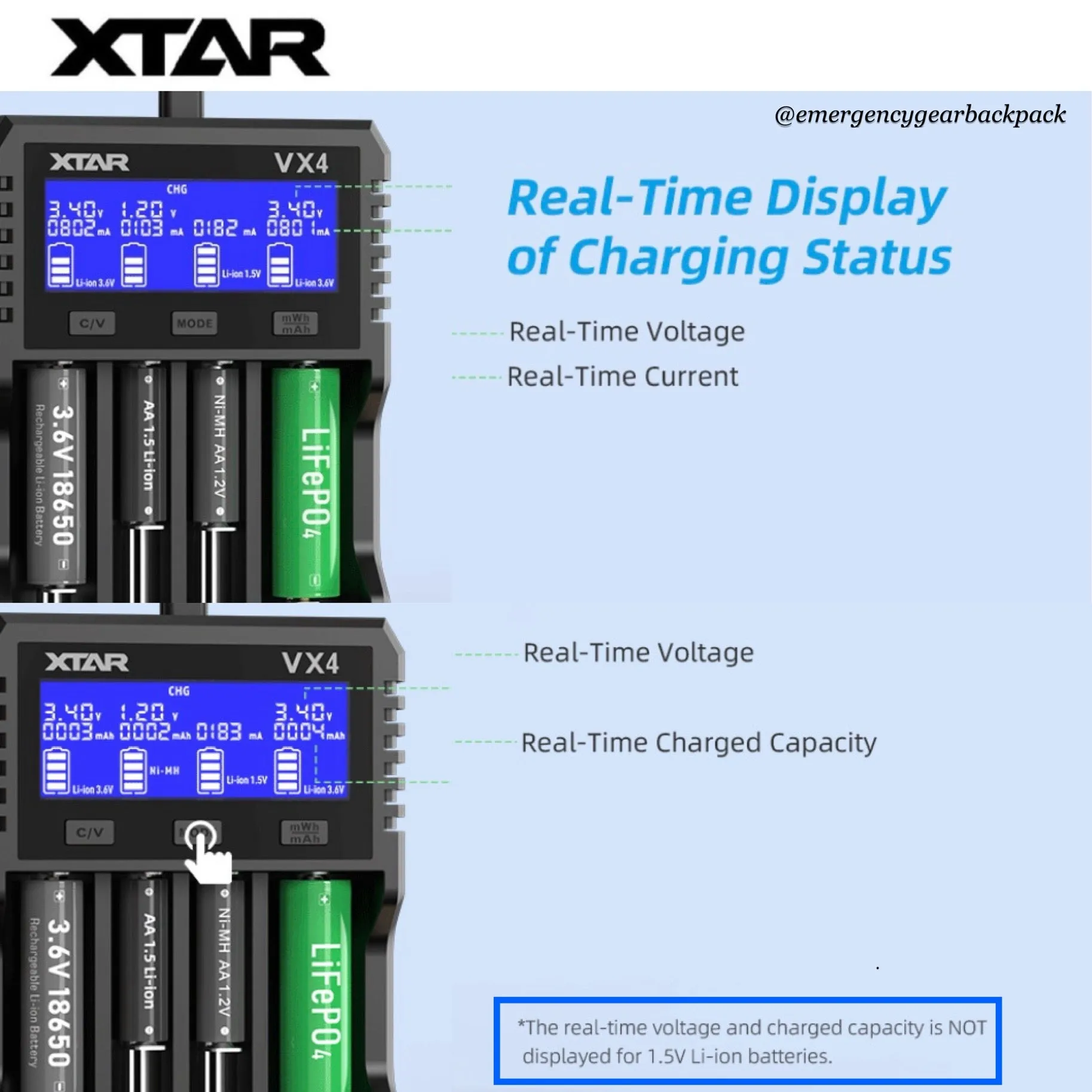 XTAR VX4 Visible Mixer – Universal Smart Battery Charger & Tester