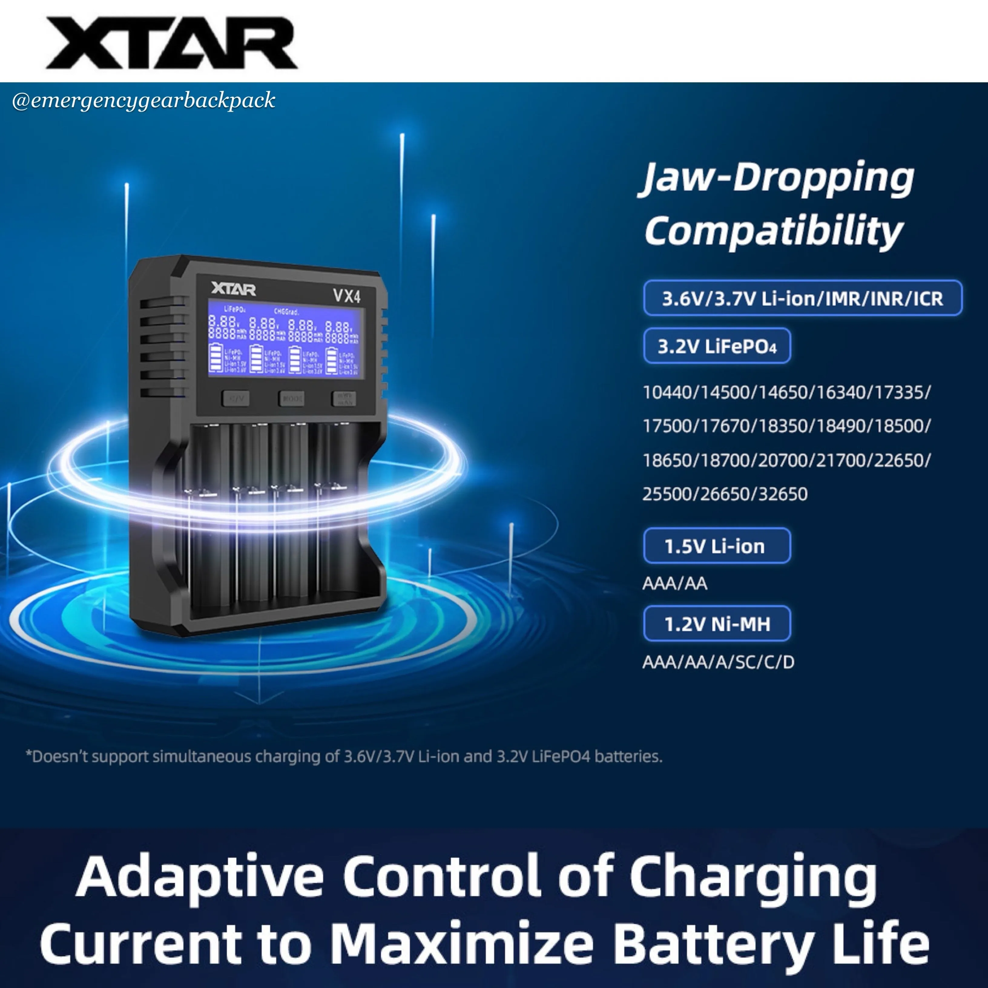 XTAR VX4 Visible Mixer – Universal Smart Battery Charger & Tester